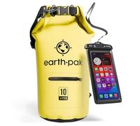 Earth Pak- Waterproof Dry Bag with Front Zippered Pocket Keeps Gear Dry for Kayaking, Beach, Rafting, Boating, Hiking, Camping and Fishing with Waterproof Phone Case (Yellow, 10L)