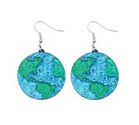 Earth Planet Drop Dangle Earrings for Women Round Universe Glitter Acrylic Earth Day Earrings, Acrylic, No Gemstone