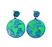 Earth Planet Drop Dangle Earrings for Women Round Universe Glitter Acrylic Earth Day Earrings, Acrylic, No Gemstone