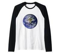 Earth Planet, Flat, Earth North America Globe Space Clouds Raglan Baseball Tee