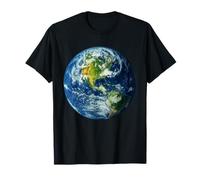 Earth Planet Globe North America Space Clouds Design T-Shirt