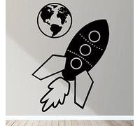 Earth Planet Rocket Spaceship Wall Art Decal Sticker Mural Decor