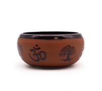 Earth Powder Singing Bowl Clay Om Buddha 16Cm Maroon
