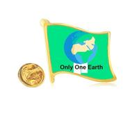 Earth Protect Environmental Protect Golden Metal Flag Lapel Pin Badge