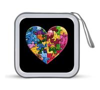 Earth Puzzle Heart Portable CD Case Holder 48 Capacity Travel DVD Storage Boxs Wallet Bag