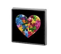 Earth Puzzle Heart Square Brooch Metal Pin Badges Fashion Lapel Pins Jewellery Unisex