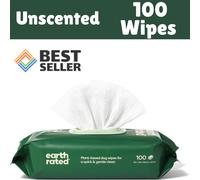 Earth Rated Unscented/Lavender Dog&Cat Cleaning Wipes Paw Body Grooming 100count