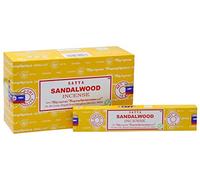 EARTH Satya Sandalwood Incense Sticks 15 GMS (Pack of 12) (Green Certified) Indian Perfumed Hand Rolled Agarbatti Perfect for Worship,Relaxation, Medication.