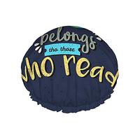 Earth Shower Cap World Belongs To Those Who Read Inspirational Words Large Bath Caps for Women Men Girls Long Hair Waterproof Reusable Hats