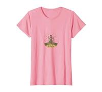 Earth Sign Vibes: Celestial Nature Goddess Emblem T-Shirt, Women, Pink, L