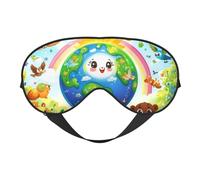 Earth Smile Print Sleep Mask with Adjustable Strap, Comfortable Eye Cover for Travel, Yoga, Napping, Sleeping & Relaxation