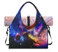 Earth Space Sports Duffel Bag for Women Men Space Galaxy Weekend Overnight Bag with Shoe Compartment Shoulder Tote Luggage Bag for Yoga Gym Travel
