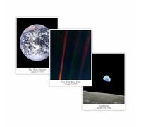 Earth Space Wall Art - Earthrise from the Moon Pale Blue Dot Marble Poster - Space Themed Bedroom Cool Room Decor - Earth Canvas for Home Office - Universe Tapestry (18 x 24)