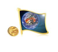 Earth Spacecraft Colorful Planets Golden Metal Flag Lapel Pin Badge