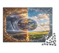 Earth Split Climate Change 1000 Piece Jigsaw Puzzle Paper Jigsaw Puzzle for Adults Seasonal Contrast Focus Family Relax Home Gift 52x38cm/1000pcs