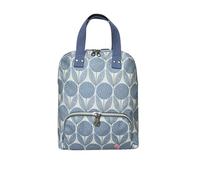 Earth Squared Alice Oilcloth Backpack - Water-Resistant Cotton Canvas, Zipped Pockets, Lightweight Everyday Backpack (Blue Spring Flower)