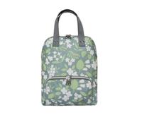 Earth Squared Alice Oilcloth Backpack - Water-Resistant Cotton Canvas, Zipped Pockets, Lightweight Everyday Backpack (Green Spring Flower)