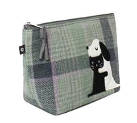 Earth Squared Appliqué Cosmetic Bag, Makeup Pouch, Toiletry Bag, Fair Trade Handmade, Eco-Friendly, Highland Cow, Bee, Cat, Owl - 22 x 13.5 x 8 cm (Hugging Cat and Dog)