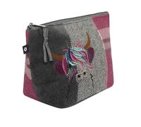 Earth Squared Appliqué Cosmetic Bag, Makeup Pouch, Toiletry Bag, Fair Trade Handmade, Eco-Friendly, Highland Cow, Bee, Cat, Owl - 22 x 13.5 x 8 cm (Highland Cows)