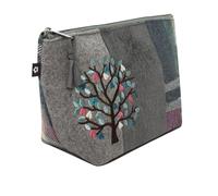 Earth Squared Appliqué Cosmetic Bag, Makeup Pouch, Toiletry Bag, Fair Trade Handmade, Eco-Friendly, Highland Cow, Bee, Cat, Owl - 22 x 13.5 x 8 cm (Tree)