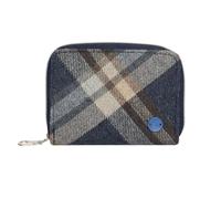 Earth Squared Diagonal Tweed Purse - Ladies Zip Around Wallet with Card Slots, Note & Coin Sections - Country Style Wool Blend - 14 × 10 × 2 cm (Blue)