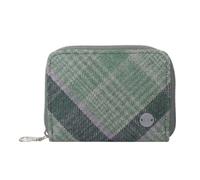 Earth Squared Diagonal Tweed Purse - Ladies Zip Around Wallet with Card Slots, Note & Coin Sections - Country Style Wool Blend - 14 × 10 × 2 cm (Green)