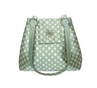 Earth Squared - Fair Trade - Grey Stone Woven Jacquard Ava Bag Ladies Shoulder Bag With Chunky Button Hobo Style Bag (Green Stone)