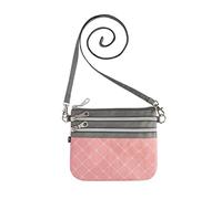 Earth Squared - Fair Trade - Oil Cloth 3 Zip Pouch Bag Mini Cross Body Bag (Pink)