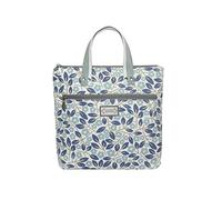 Earth Squared - Fair Trade - Squared off shape Floral Cotton Canvas Backpack Rucksack for Woman (Blue & Lemon Floral)