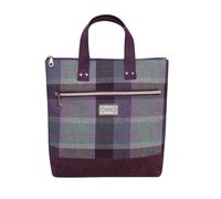Earth Squared - Fair Trade - Squared off shape Lois Tweed Backpack Check Tartan Rucksack for Woman (Carberry Purple)
