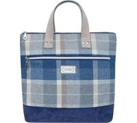 Earth Squared - Fair Trade - Squared off shape Tweed Backpack Check Tartan Rucksack for Woman (Bass Tweed/Navy)