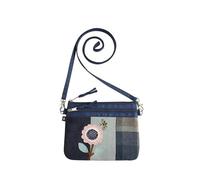 Earth Squared - Fair Trade - Tweed Applique 2-zip PouchBag Cross Body Bag Shoulder Bag for Women (Flower)