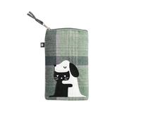 Earth Squared - Fair Trade - Tweed Applique Cute Eyeglass Case Tartan Glasses Pouch Zipped on Top (Gosford Dog and Cat)