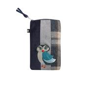 Earth Squared - Fair Trade - Tweed Applique Cute Eyeglass Case Tartan Glasses Pouch Zipped on Top (Tantallon Owl)