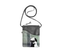 Earth Squared - Fair Trade - Tweed Applique Sling Bag Cute Little Cross Body Bag (Dog/Cat)
