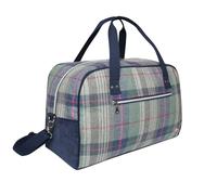 Earth Squared Fairtrade Tweed Weekender Bag - Large Tartan Overnight Travel Holdall with Adjustable Strap - Fully Lined Luggage Bag (Drem)