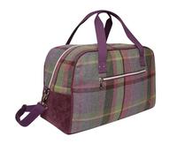 Earth Squared Fairtrade Tweed Weekender Bag - Large Tartan Overnight Travel Holdall with Adjustable Strap - Fully Lined Luggage Bag (Gullane)