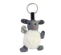 Earth Squared Fluffy Sheep Keyring with Tweed Ears - Soft Plush Sheep Bag Charm or Key Accessory - Cute Farm Animal Keyring - 8 x 7 cm (Drem)