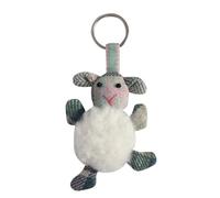 Earth Squared Fluffy Sheep Keyring with Tweed Ears - Soft Plush Sheep Bag Charm or Key Accessory - Cute Farm Animal Keyring - 8 x 7 cm (Sky)