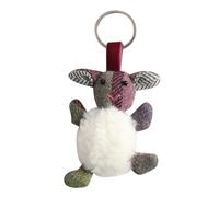 Earth Squared Fluffy Sheep Keyring with Tweed Ears - Soft Plush Sheep Bag Charm or Key Accessory - Cute Farm Animal Keyring - 8 x 7 cm (Gullane)