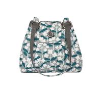 Earth Squared - Grey & Green Floral Canvas Ava Bag Shoulder Bag with Matching Chunky Button (Grey & Green)