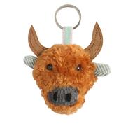 Earth Squared Highland Cow Fluffy Keyring with Tweed Ears - Sky