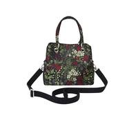 Earth Squared Jacquard Camille Bag - Structured Shoulder & Top-Handle Bag with 3 Compartments, Inner Zip Pocket, Detachable Crossbody Strap & Studded Base (Black)