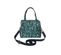Earth Squared Jacquard Camille Bag - Structured Shoulder & Top-Handle Bag with 3 Compartments, Inner Zip Pocket, Detachable Crossbody Strap & Studded Base (Teal)