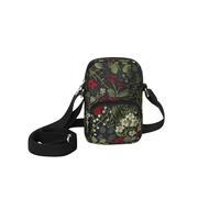 Earth Squared Jacquard Phone Pouch, Crossbody Bag with 2 Zipped Compartments, Adjustable Strap, 18 x 13 x 4 cm (Black Pouch)