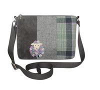 Earth Squared Ladies Wool Tweed Messenger Bag, Applique Animal Design, Adjustable Strap, 27 x 20 x 5 cm (Sheep)