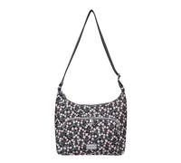 Earth Squared Oil Cloth Hobo Bag, Cotton Canvas, Water-Resistant, Multiple Compartments, 35 x 15 x 5 cm (Purple Flower)