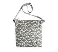 Earth Squared Oilcloth Messenger Bag - Cotton Canvas Crossbody Bag with Zipped Pockets, Everyday Shoulder Bag (Grey Spring Flower)