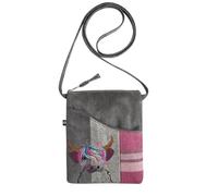 Earth Squared Small Sling Crossbody Appliqué Phone Bag - Choice of Designs: Owl, Sheep, Cat, Dog, Tree, Highland Cow - Wool Blend with Zip Closure & Front Pocket - 19 x 15 cm (Highland Cow)