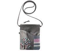 Earth Squared Small Sling Crossbody Appliqué Phone Bag - Choice of Designs: Owl, Sheep, Cat, Dog, Tree, Highland Cow - Wool Blend with Zip Closure & Front Pocket - 19 x 15 cm (Tree)